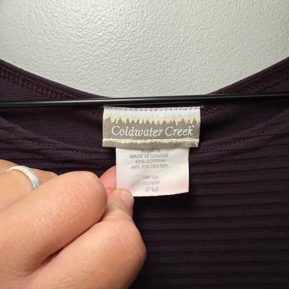 Coldwater Creek Long Sleeve Ribbed Knit Sweater Dress Dark Purple Petite Medium - Picture 4 of 5